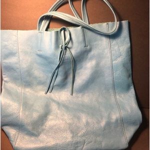Turquoise blue Italian Leather purse.